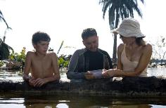 Naomi Watts and Juan Antonio Bayona during filming of The Impossible